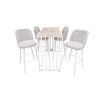 Table Haute ALEXANDRA Blanc + Bleu Clair