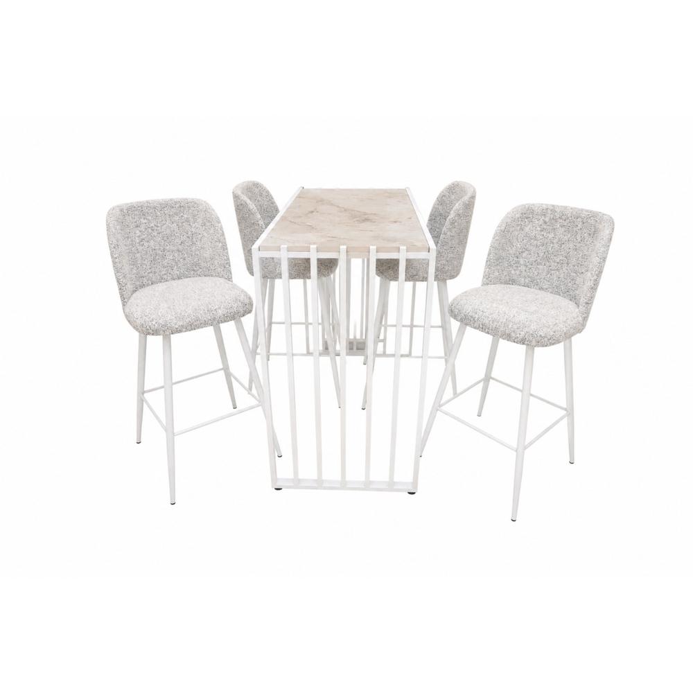 Table Haute ALEXANDRA Blanc + Bleu Clair