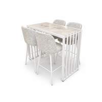 Table Haute ALEXANDRA Blanc + Bleu Clair
