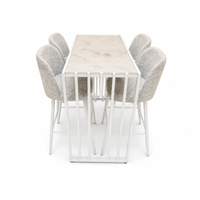 Table Haute ALEXANDRA Blanc + Bleu Clair