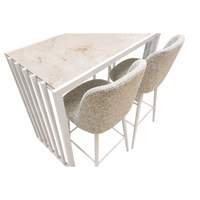 Table Haute ALEXANDRA Blanc + Bleu Clair