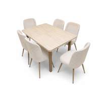 Table extensible en metal avec 6 chaises crème