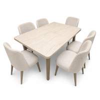 Table extensible en metal avec 6 chaises crème