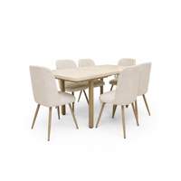 Table extensible en metal avec 6 chaises crème
