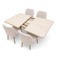 Table extensible en metal avec 6 chaises crème