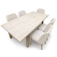 Table extensible en metal avec 6 chaises crème