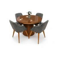 Table QUARTZ avec 4 chaises bleu